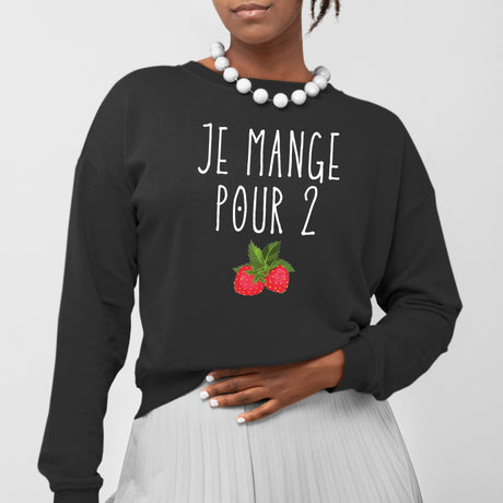 Sweat Adulte Je mange pour 2 Noir