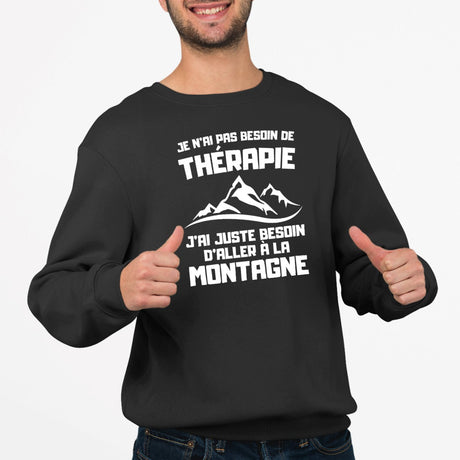 Sweat Adulte Je n'ai pas besoin de thérapie juste de montagne Noir