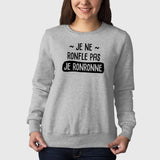 Sweat Adulte Je ne ronfle pas je ronronne Gris