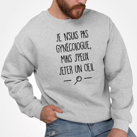 Sweat Adulte Je ne suis pas gynécologue Gris