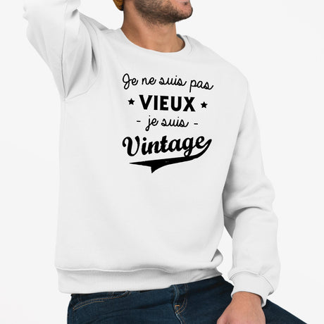 Sweat Adulte Je ne suis pas vieux je suis vintage Blanc