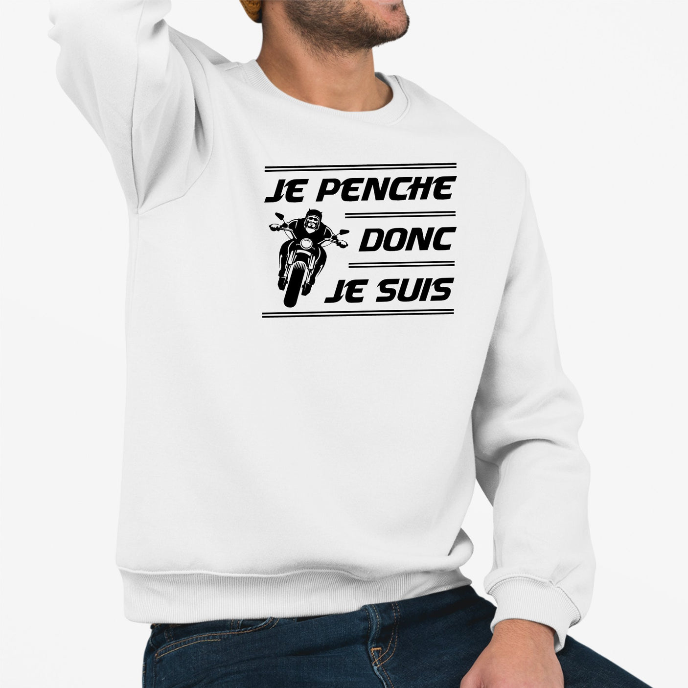 Sweat Adulte Je penche donc je suis Blanc