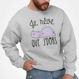 Sweat Adulte Je rêve que je dors Gris