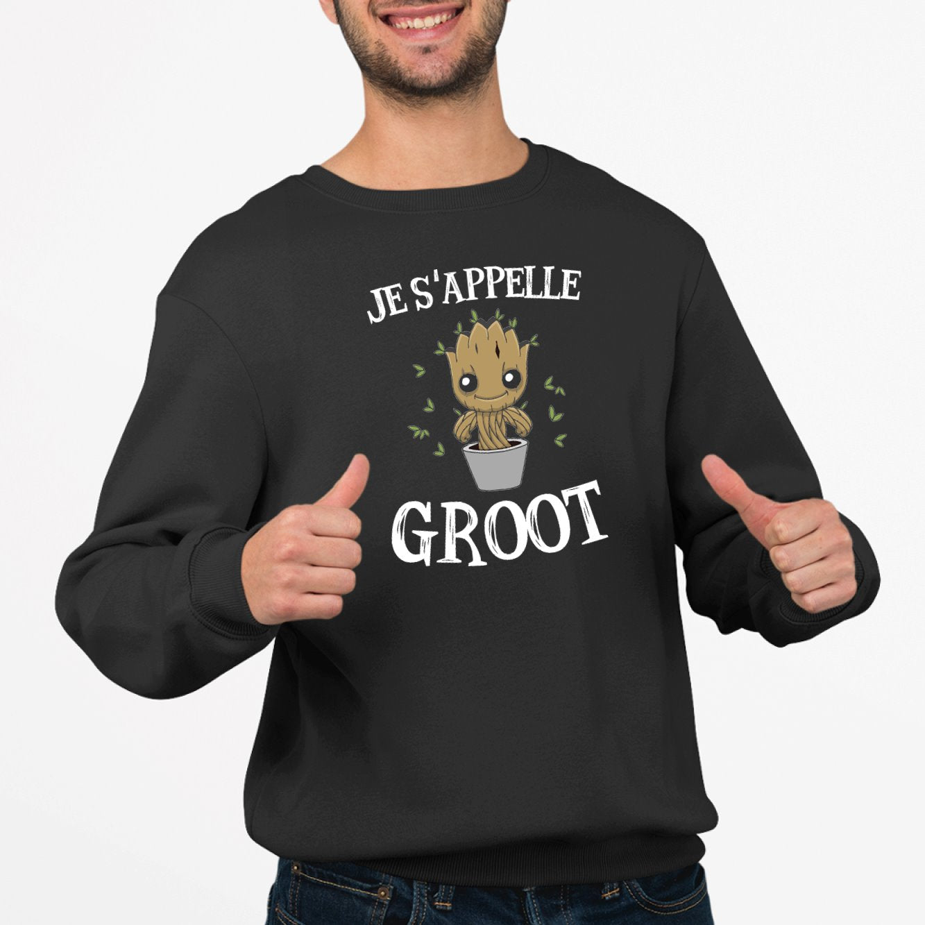 Sweat Adulte Je s'appelle Groot Noir