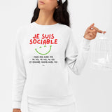 Sweat Adulte Je suis sociable mais pas avec toi Blanc