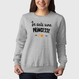 Sweat Adulte Je suis une princesse Gris