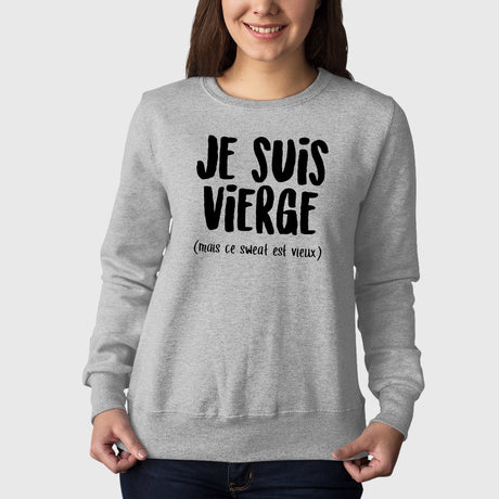 Sweat Adulte Je suis vierge Gris