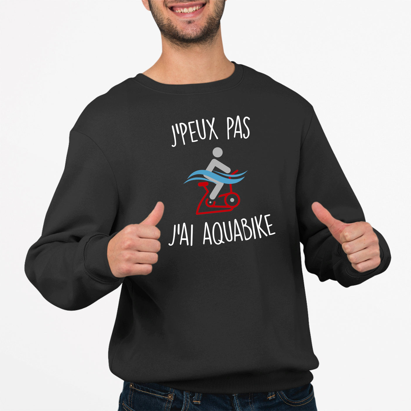 Sweat Adulte J'peux pas j'ai aquabike Noir