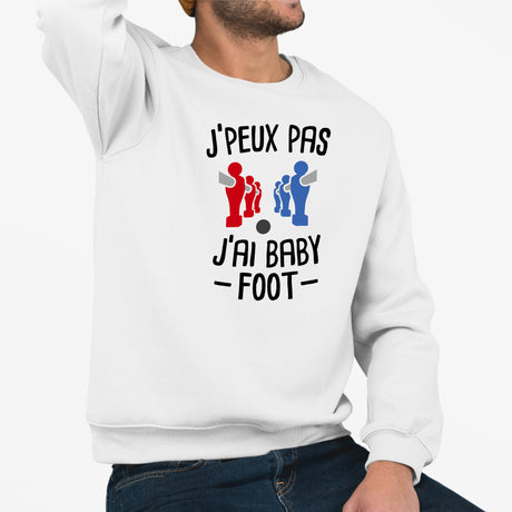 Sweat Adulte J'peux pas j'ai baby-foot Blanc