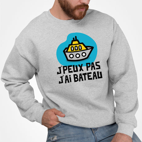 Sweat Adulte J'peux pas j'ai bateau Gris