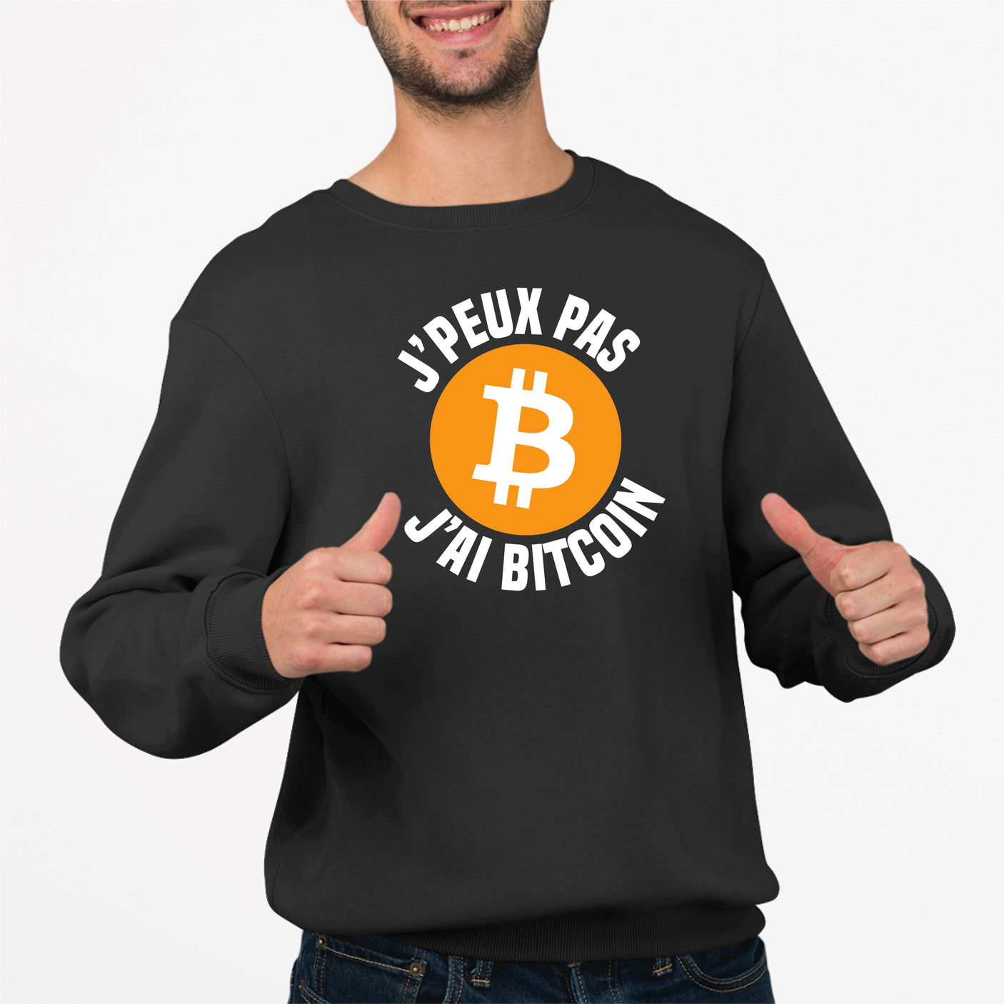 Sweat Adulte J'peux pas j'ai Bitcoin Noir