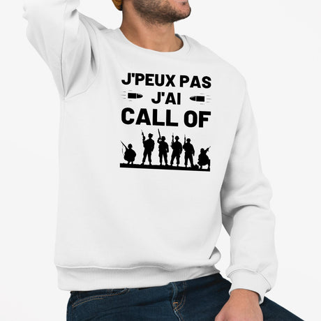 Sweat Adulte J'peux pas j'ai call of Blanc