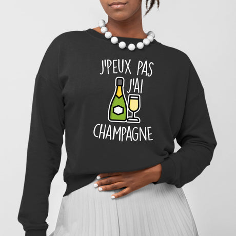 Sweat Adulte J'peux pas j'ai champagne Noir