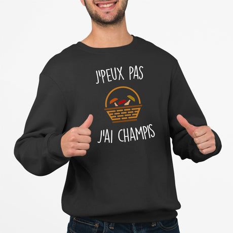 Sweat Adulte J'peux pas j'ai champignons Noir