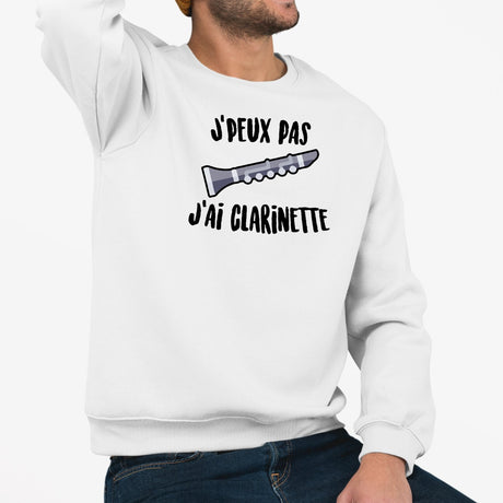 Sweat Adulte J'peux pas j'ai clarinette Blanc