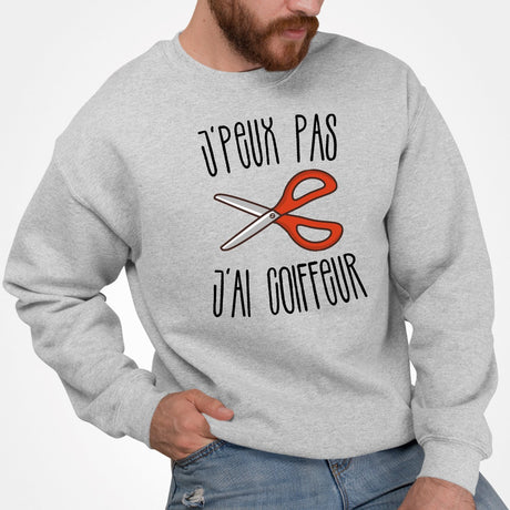 Sweat Adulte J'peux pas j'ai coiffeur Gris