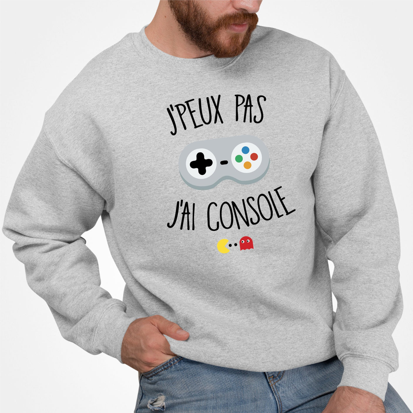 Sweat Adulte J'peux pas j'ai console Gris