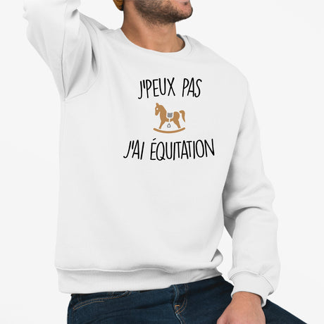 Sweat Adulte J'peux pas j'ai équitation Blanc