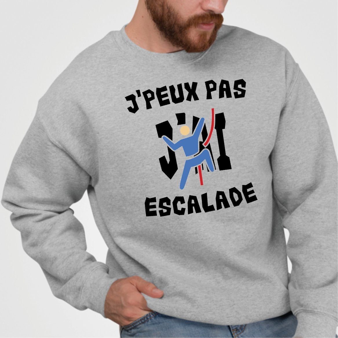 Sweat Adulte J'peux pas j'ai escalade Gris