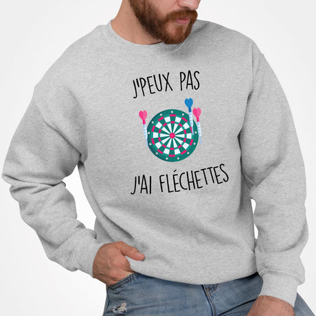 Sweat Adulte J'peux pas j'ai fléchettes Gris