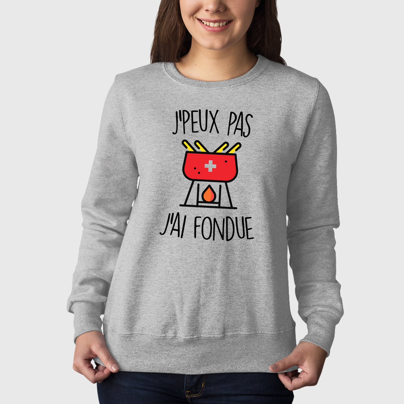 Sweat Adulte J'peux pas j'ai fondue Gris