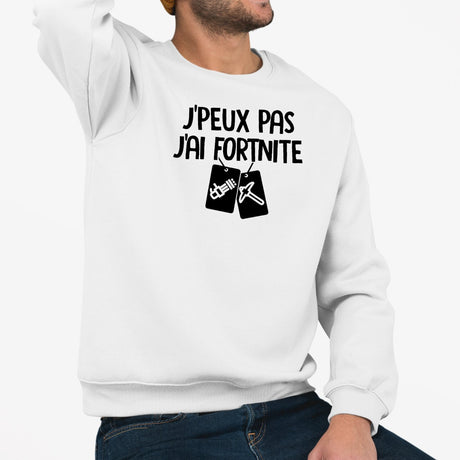 Sweat Adulte J'peux pas j'ai Fortnite Blanc