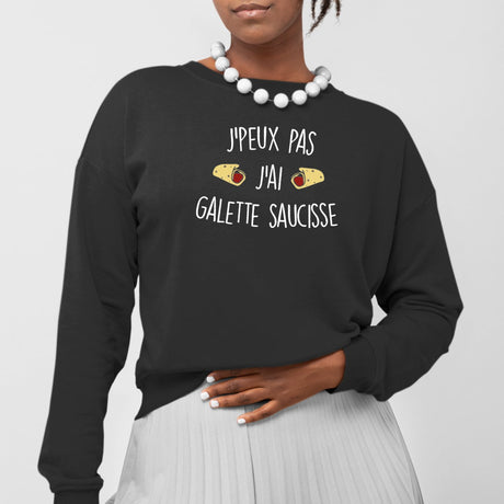 Sweat Adulte J'peux pas j'ai galette saucisse Noir