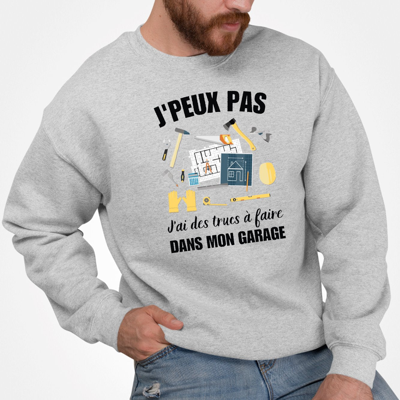 Sweat Adulte J'peux pas j'ai garage Gris