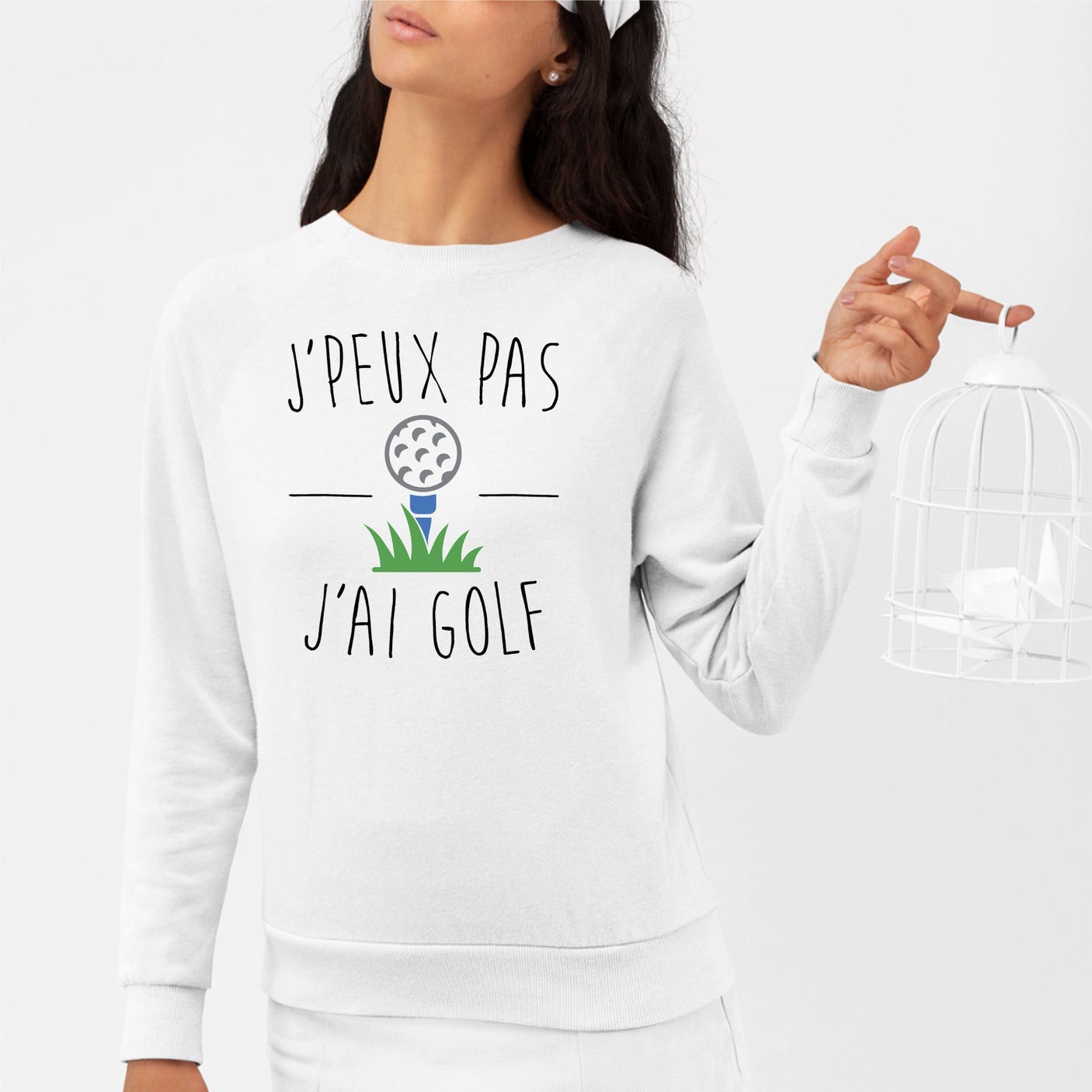 Sweat Adulte J'peux pas j'ai golf Blanc