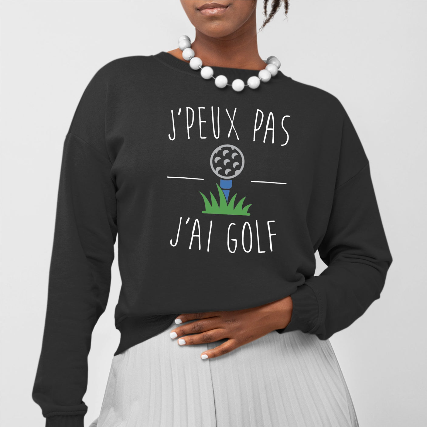 Sweat Adulte J'peux pas j'ai golf Noir