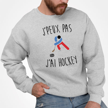 Sweat Adulte J'peux pas j'ai hockey Gris