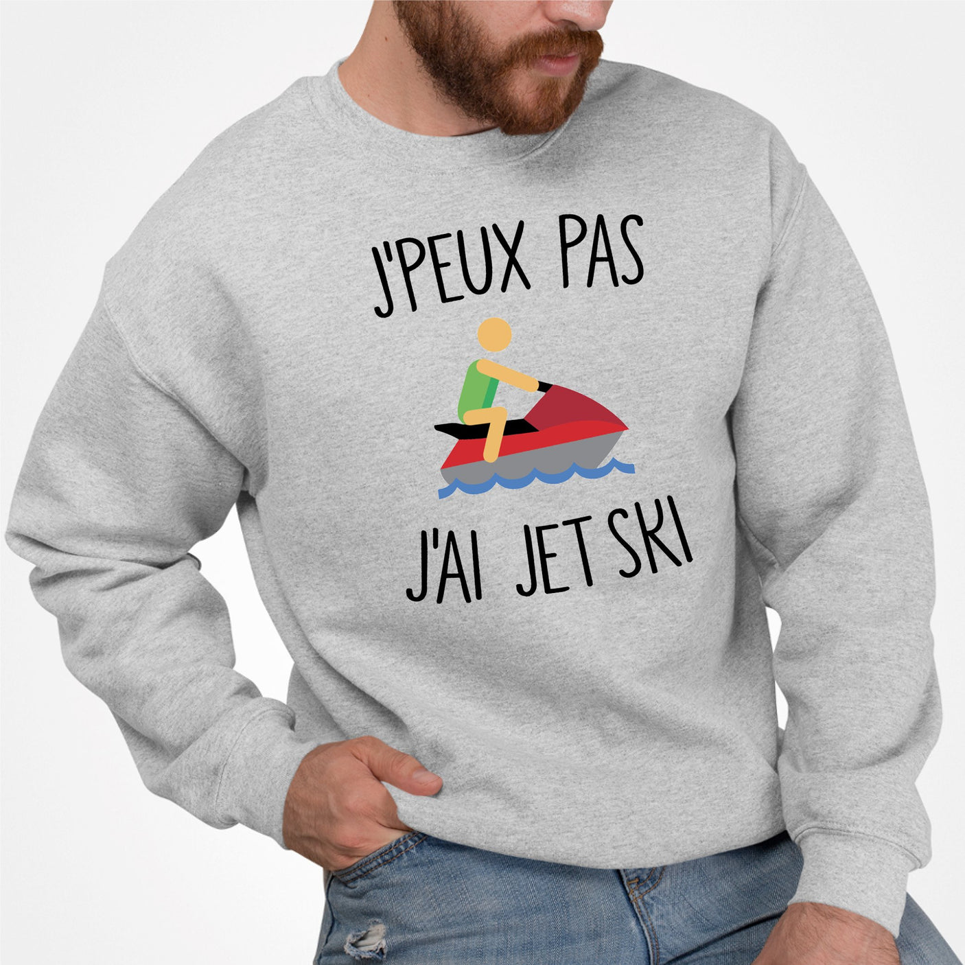 Sweat Adulte J'peux pas j'ai jet ski Gris