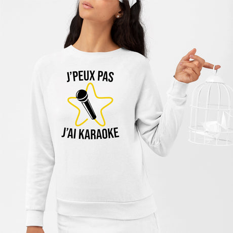 Sweat Adulte J'peux pas j'ai karaoke Blanc