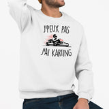 Sweat Adulte J'peux pas j'ai karting Blanc