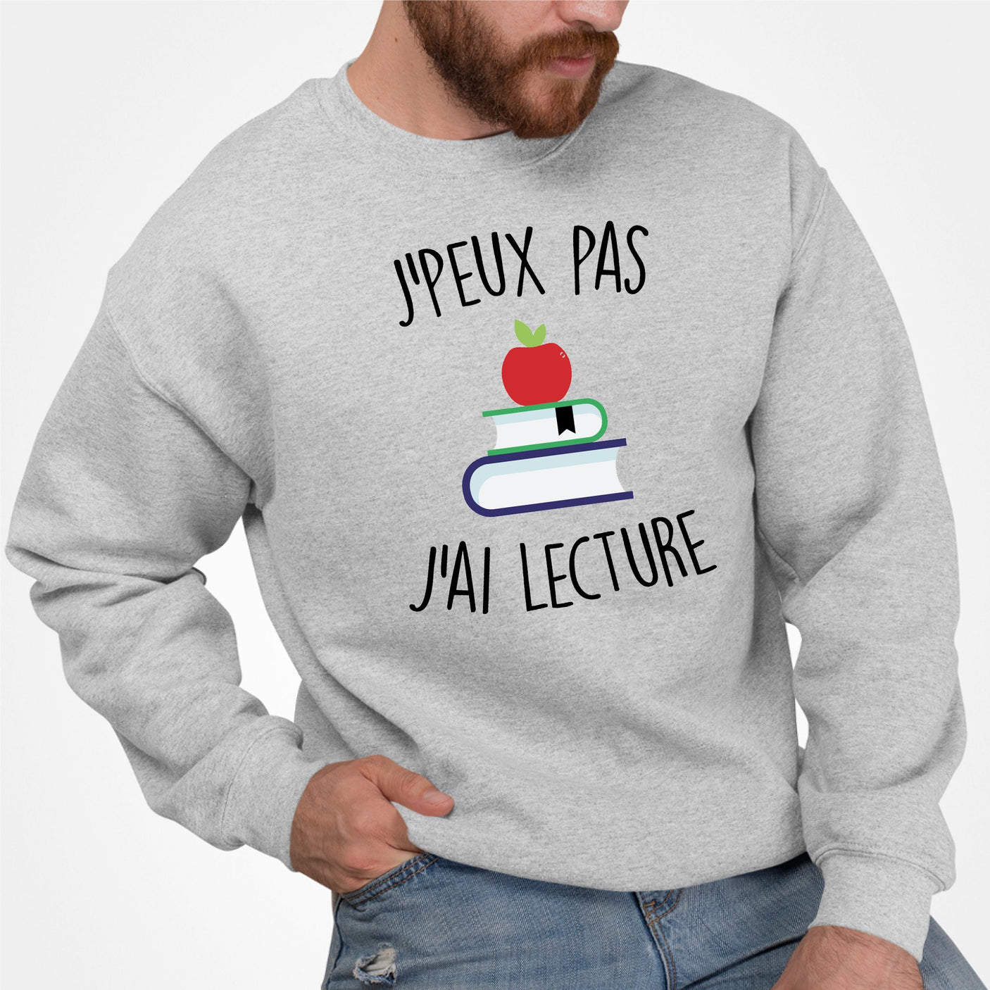 Sweat Adulte J'peux pas j'ai lecture Gris