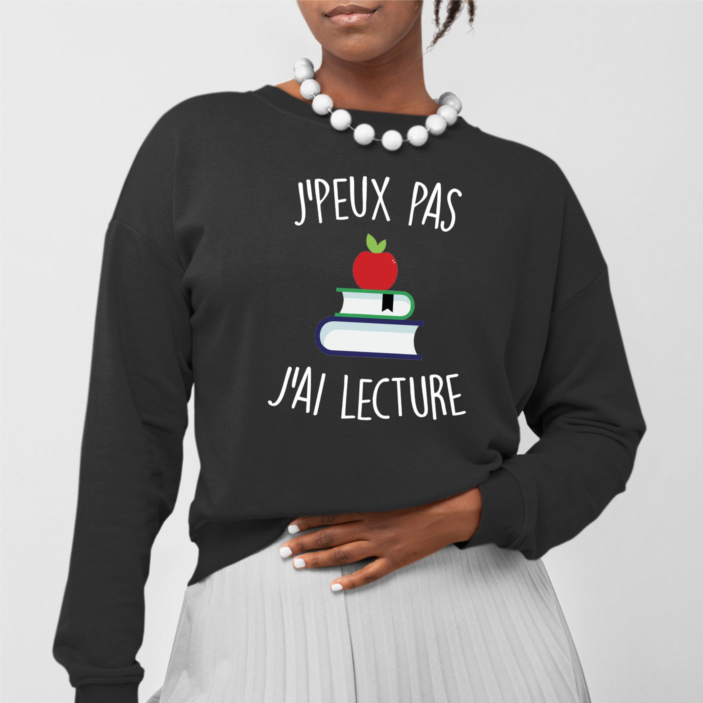 Sweat Adulte J'peux pas j'ai lecture Noir