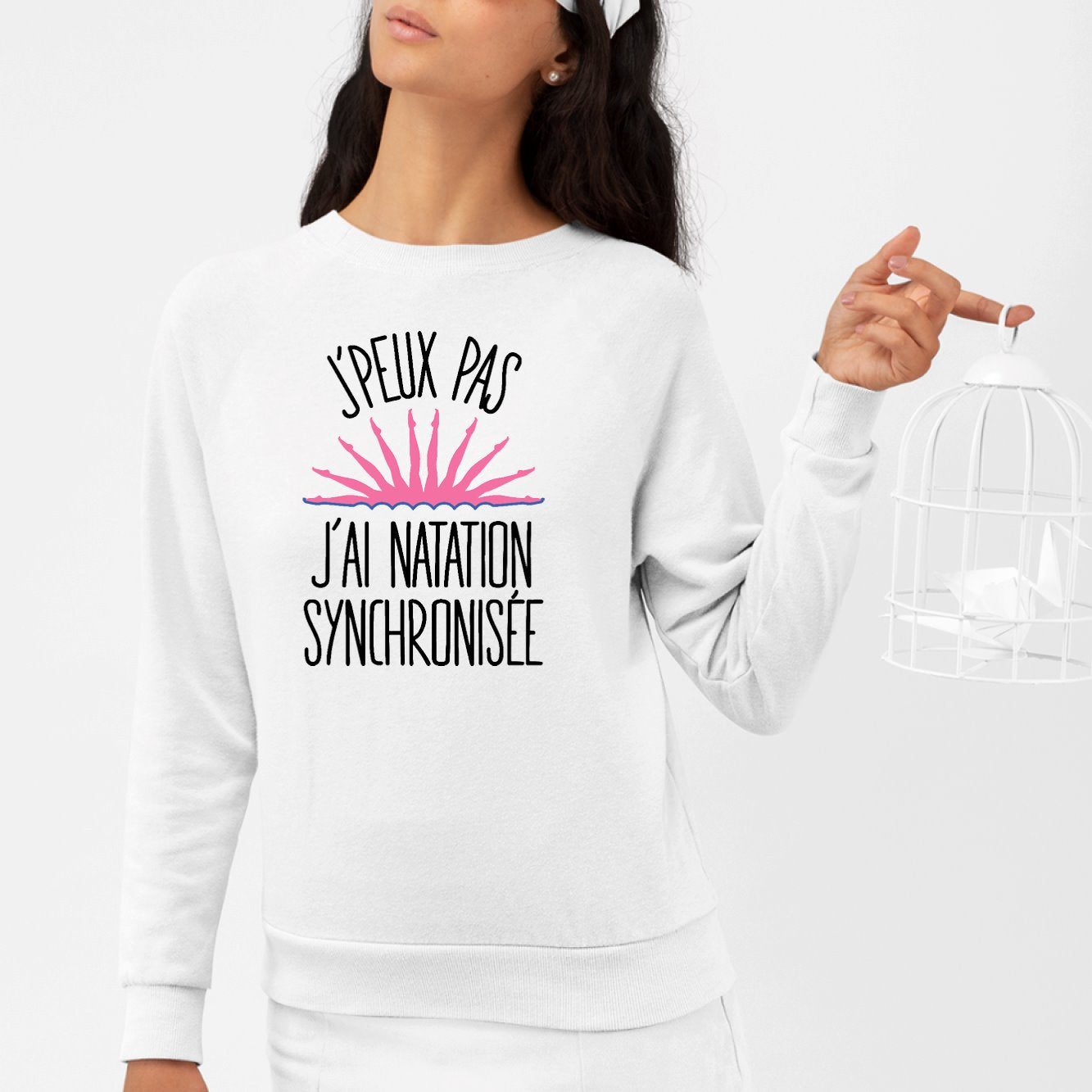 Sweat Adulte J'peux pas j'ai natation synchronisée Blanc