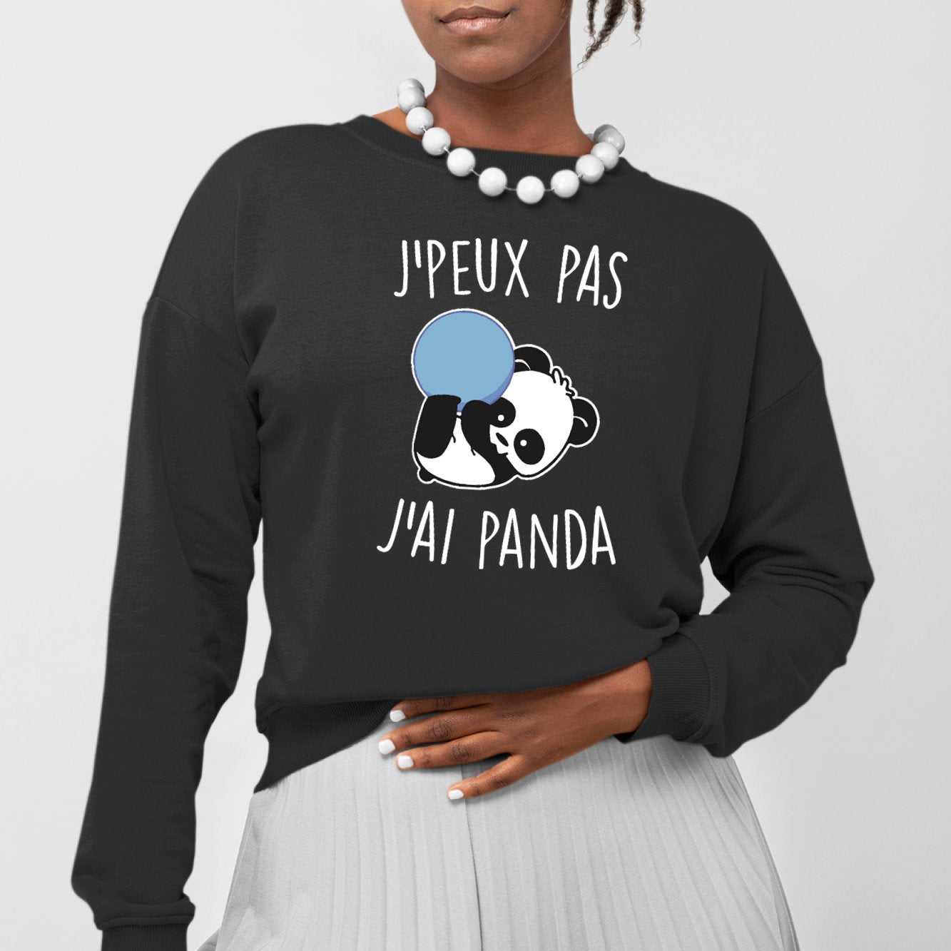 Sweat Adulte J'peux pas j'ai panda Noir