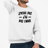 Sweat Adulte J'peux pas j'ai pas envie Blanc