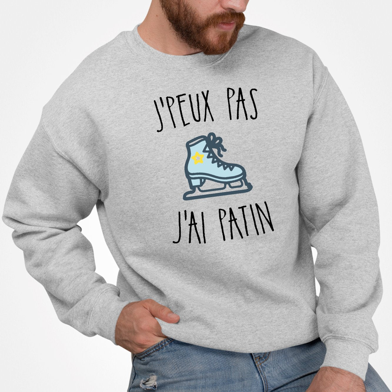 Sweat Adulte J'peux pas j'ai patin Gris