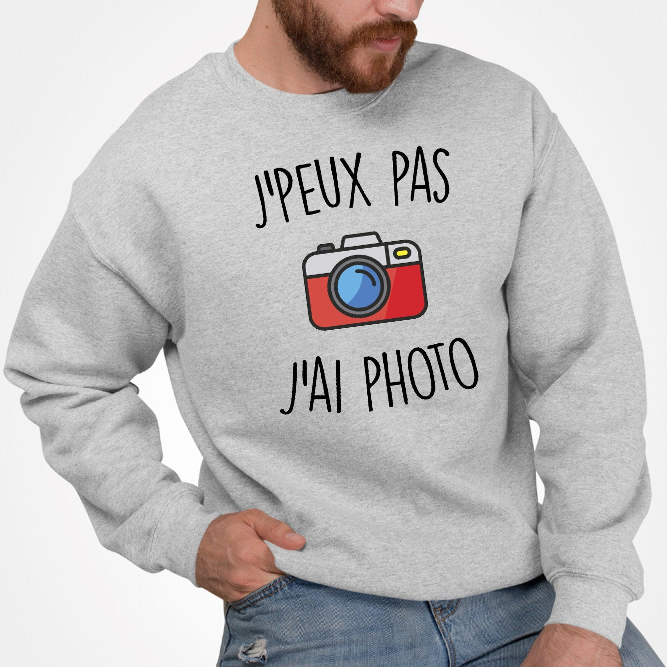 Sweat Adulte J'peux pas j'ai photo Gris