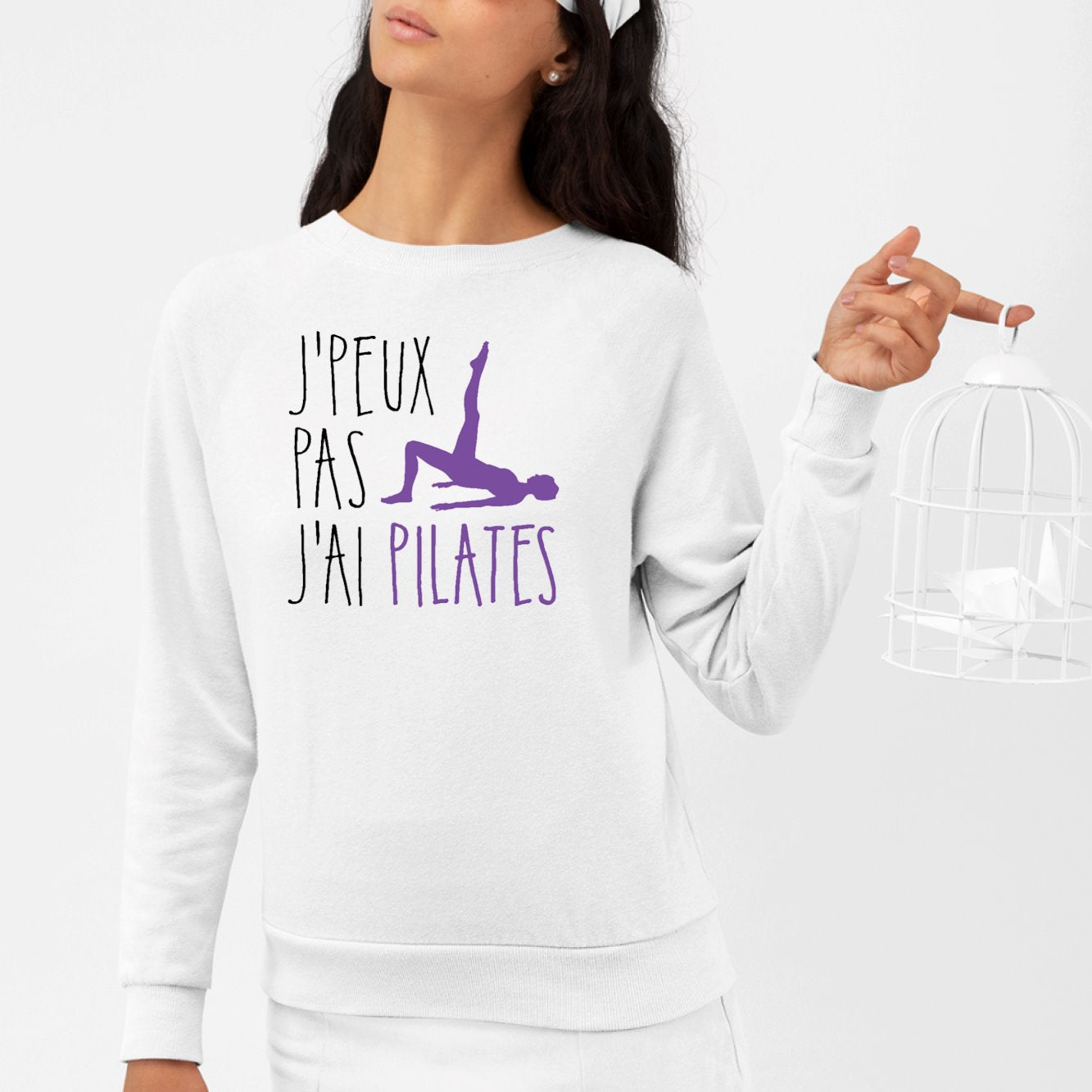 Sweat Adulte J'peux pas j'ai pilates Blanc