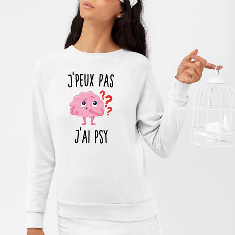 Sweat Adulte J'peux pas j'ai psy Blanc