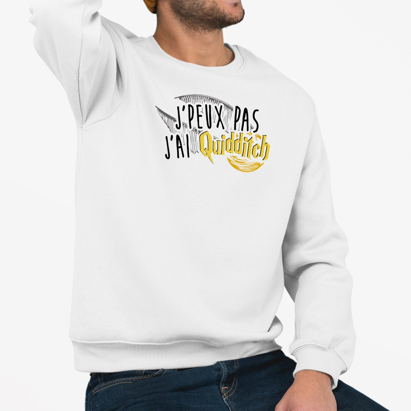 Sweat Adulte J'peux pas j'ai Quidditch Blanc