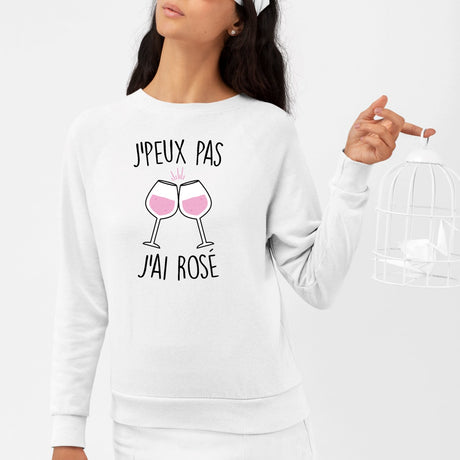 Sweat Adulte J'peux pas j'ai rosé Blanc