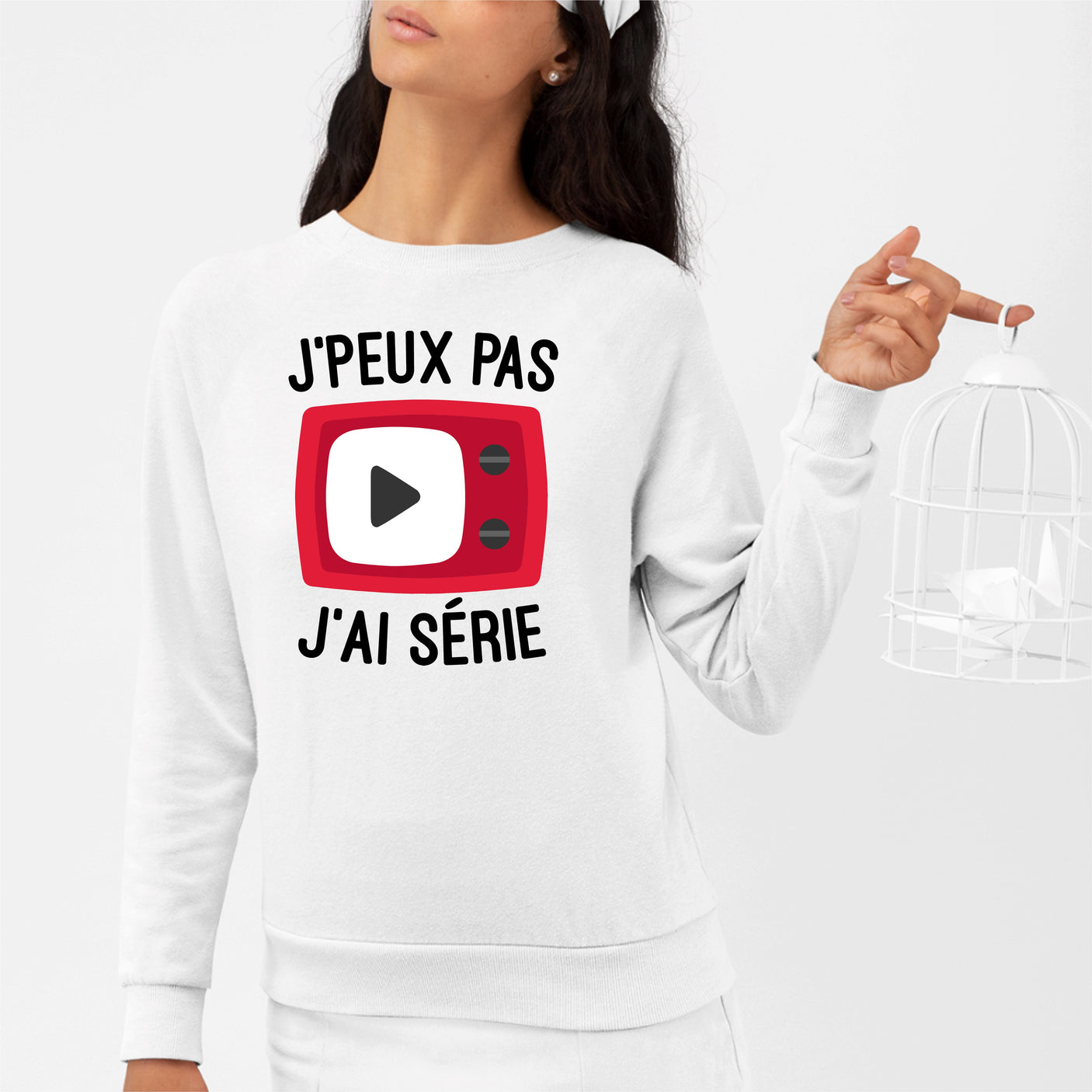 Sweat Adulte J'peux pas j'ai série Blanc