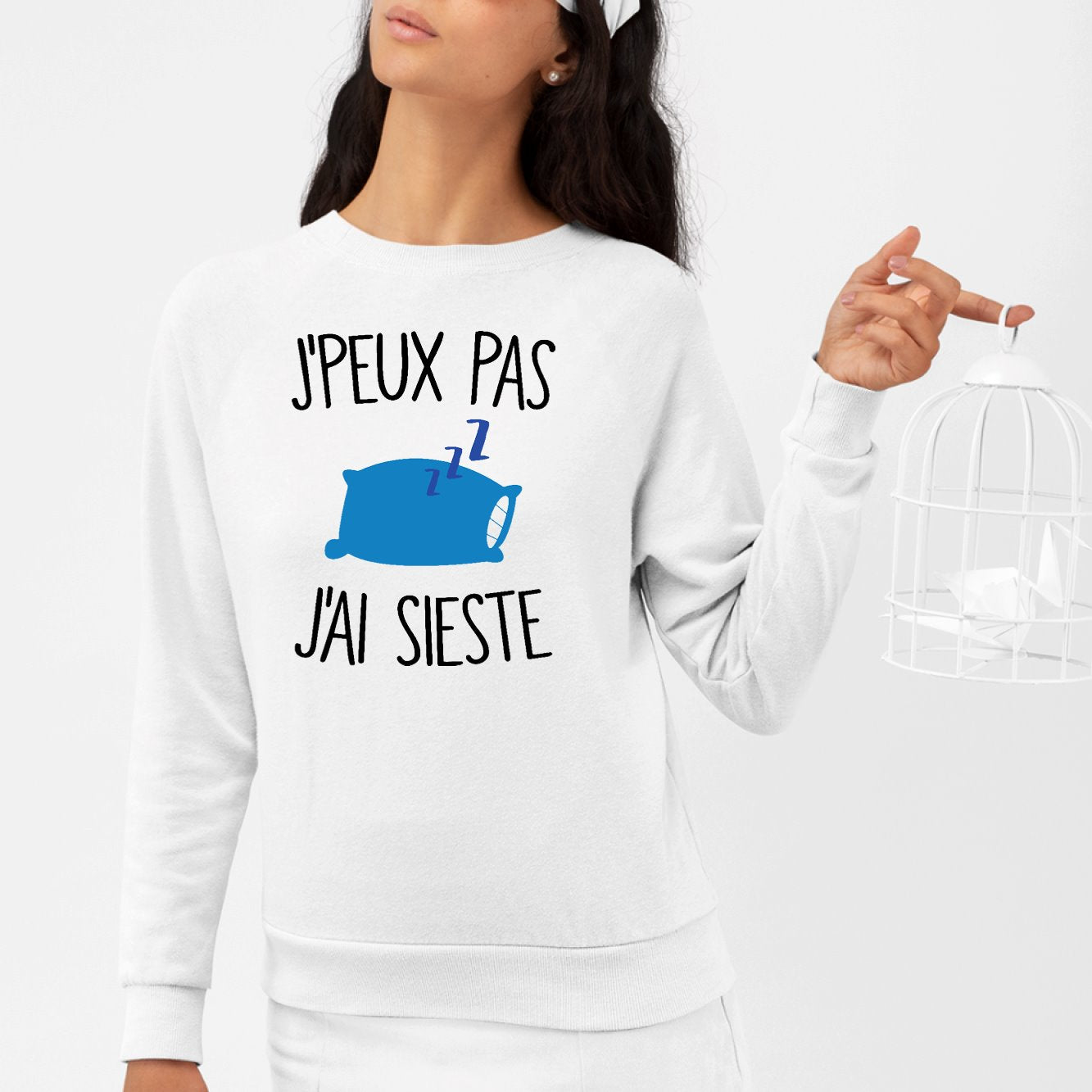 Sweat Adulte J'peux pas j'ai sieste Blanc