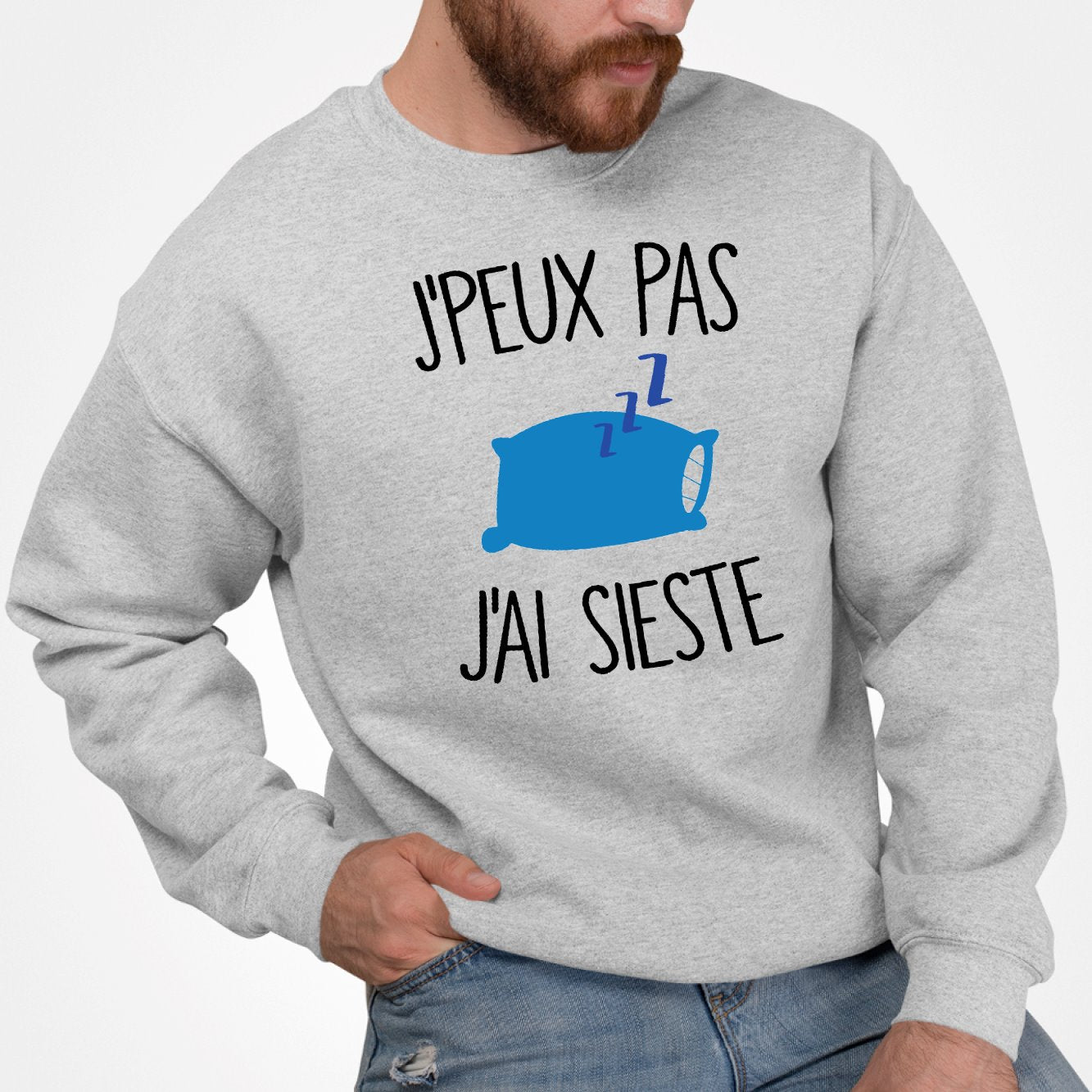 Sweat Adulte J'peux pas j'ai sieste Gris