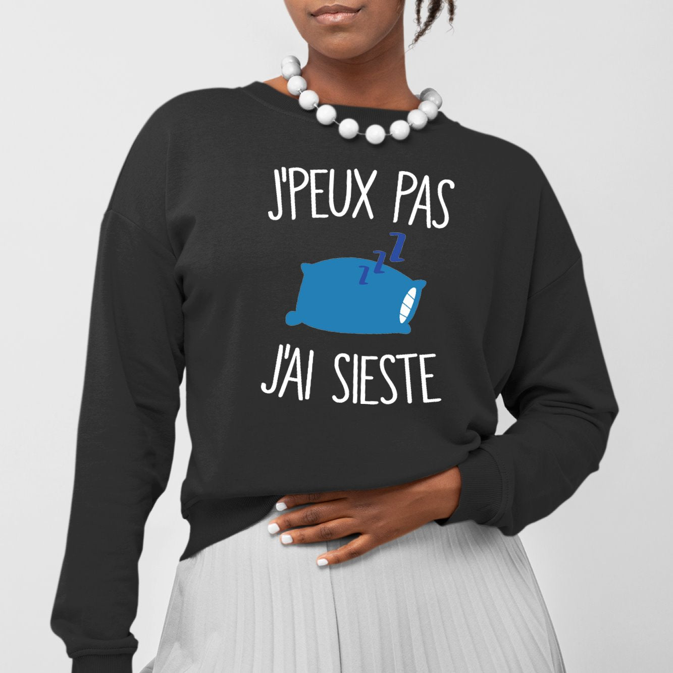 Sweat Adulte J'peux pas j'ai sieste Noir