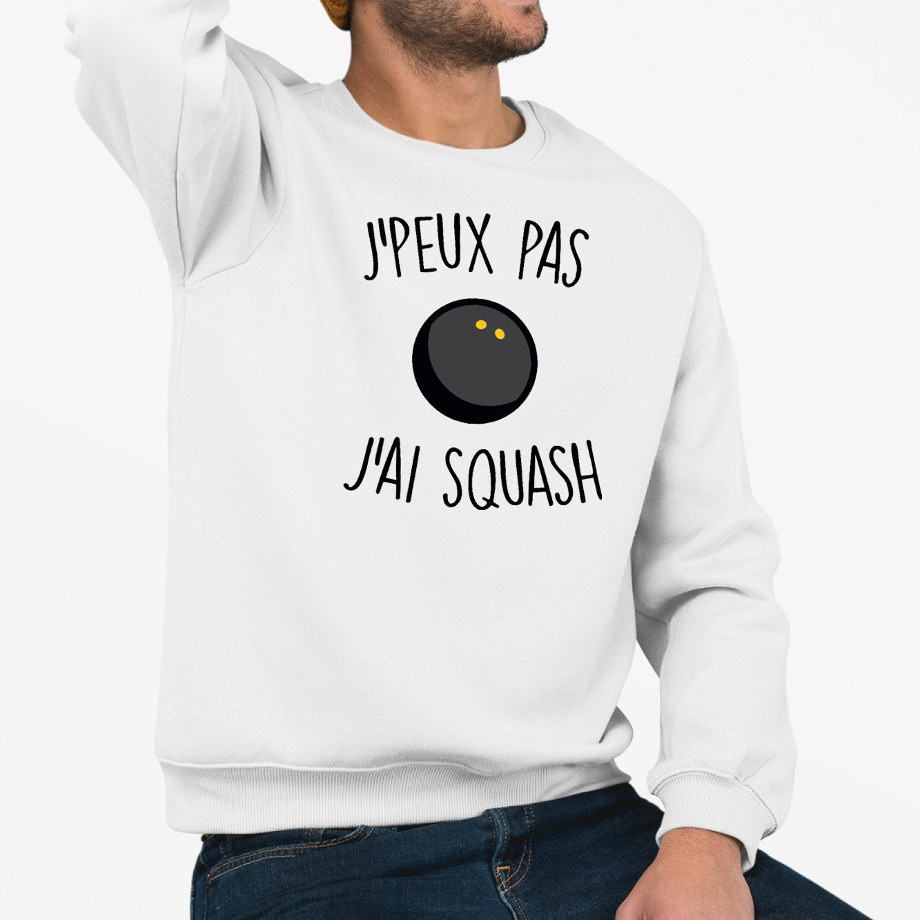 Sweat Adulte J'peux pas j'ai squash Blanc